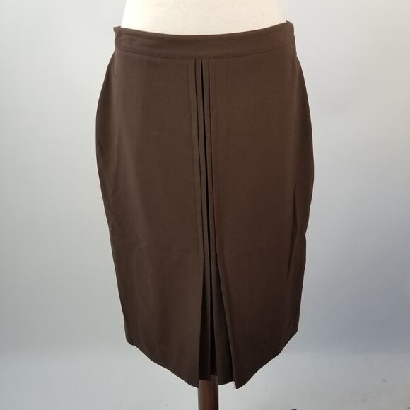 Apostrophe Brown Lined Skirt Gussets Back & Front Lined Side Zipper Size 8 - Picture 1 of 4